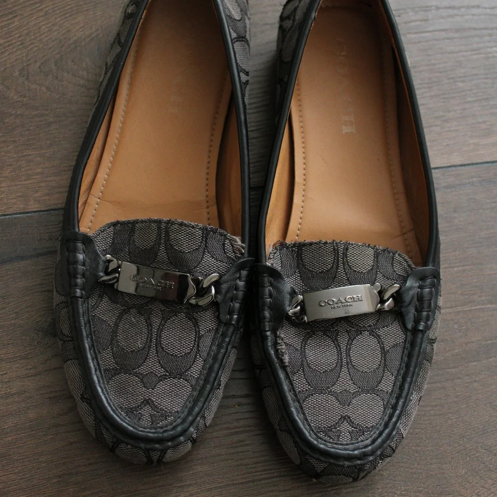 Coach Signature Logo Slip-On Loafers in Charcoal Gray - Picture 7 of 10